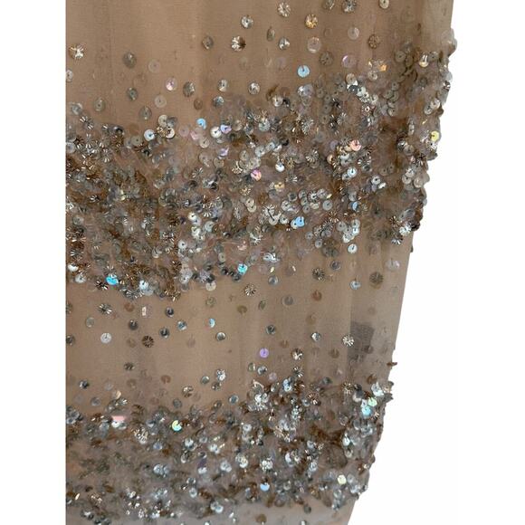 All Saints Women's Medium Beige Round Neck Top Restrain Beaded Hand Embellished - Picture 9 of 13